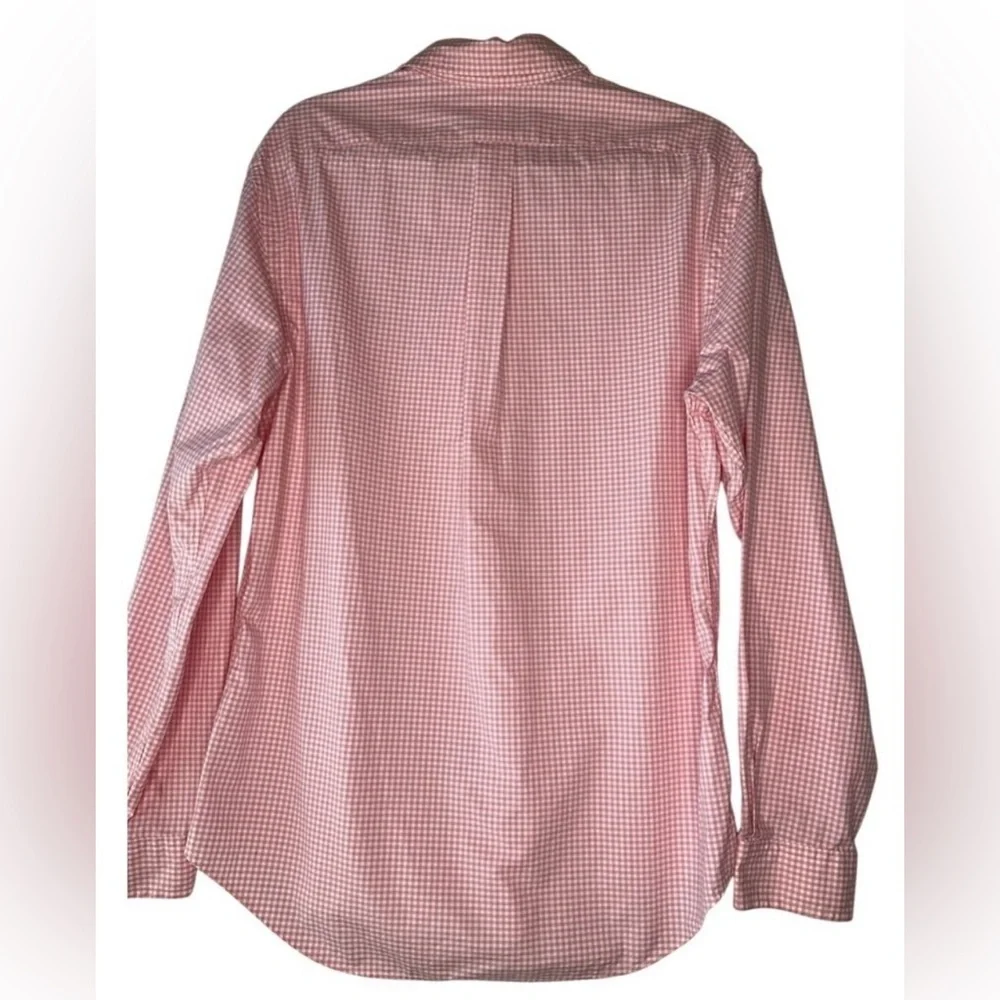 Ralph Lauren Slim Fit 100% Cotton Pink Gingham Button Up Long Sleeve Shirt L - Picture 2 of 7